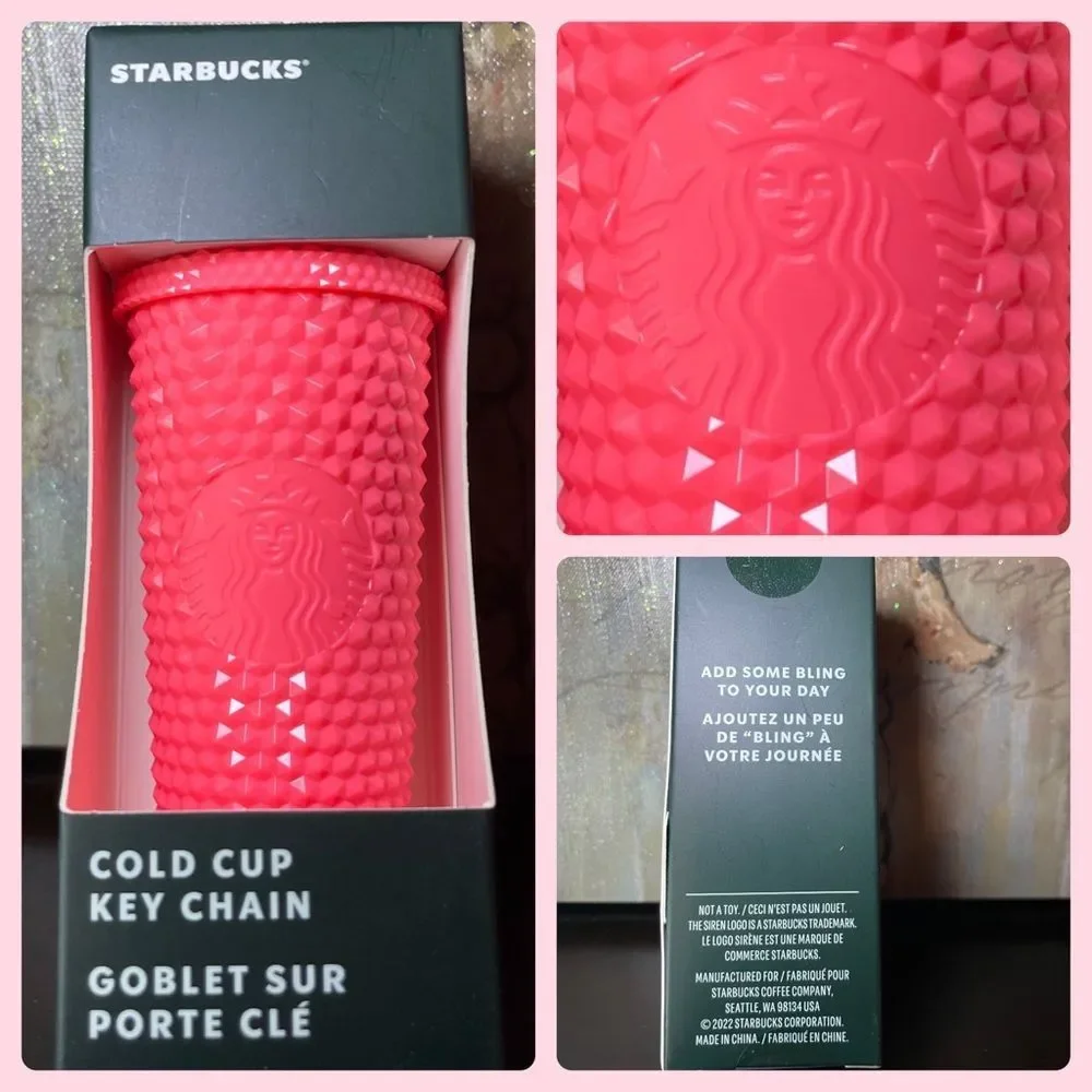 Starbucks Summer 2022 Dragonfruit Studded Tumbler Keychain - Picture 1 of 3
